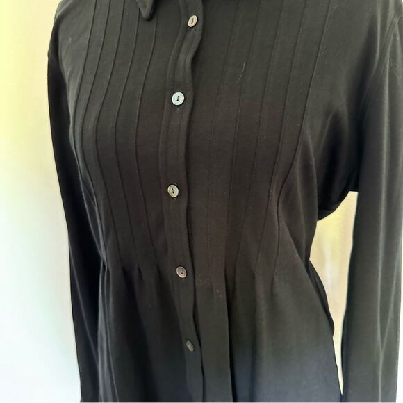 L.L. Bean Black Fitted Long Sleeve Button Down Shirt - Picture 5 of 7